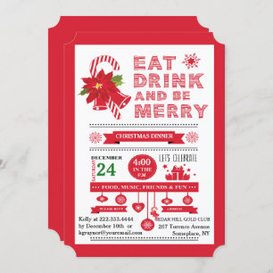 Typographie de Noël Eat Be Joyeux Party Invitation