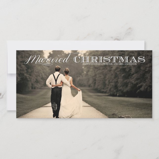 Typographie de Noël mariée Carte photo de vacances (Devant)
