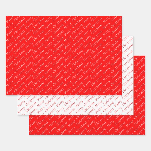 Typographie de Noël Papier à enveloppement rouge e (Lot)
