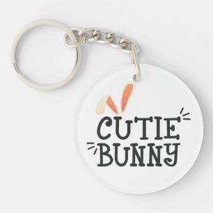 Typographie de Pâques de Cutie Bunny  Porte - clé