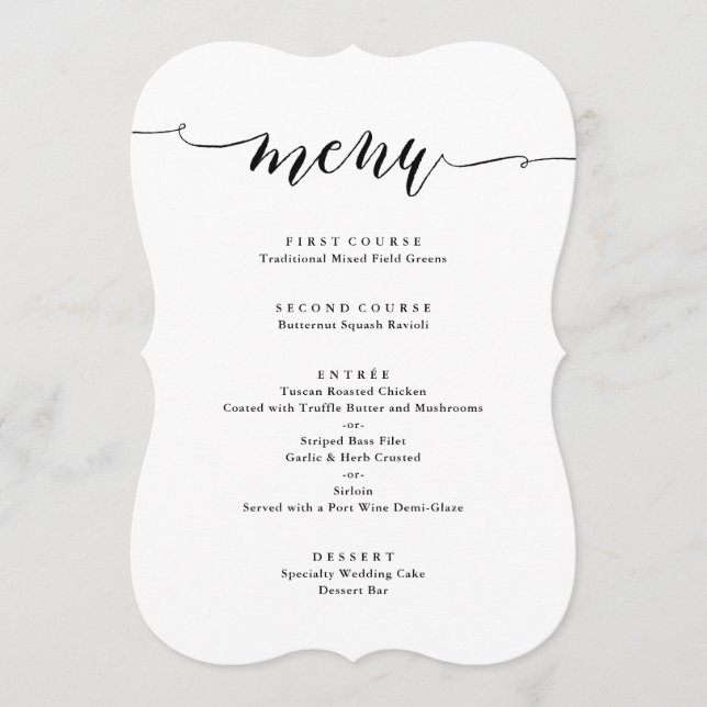 Typographie de script simple | Menu Mariage (Devant)