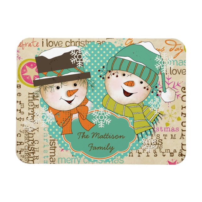 Typographie de Snowman Magnet Flexi personnalisé (Horizontal)
