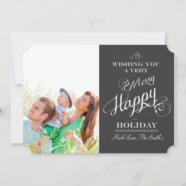 Typographie de tableau noir Carte photo de Noël (Devant)