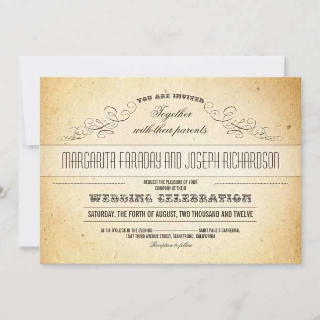 typographie design design invitations de mariage v (Devant)
