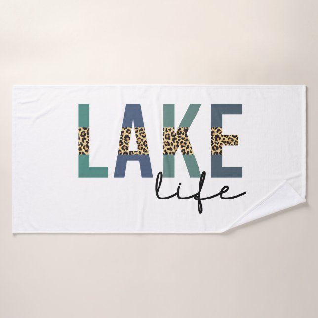 Typographie d'impression de Lake Life Cheetah (Serviette de bain)