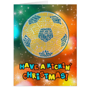 Typographie du ballon de football Carte de Noël bl