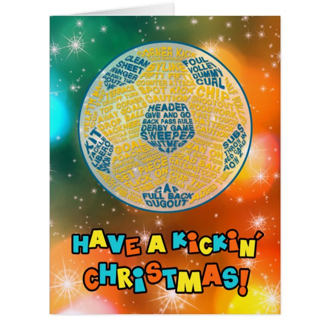 Typographie du ballon de football Carte de Noël bl (Devant)