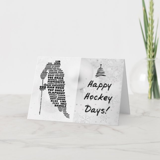 Typographie du joueur de hockey Carte de Noël (Devant)