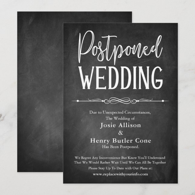 Typographie du tableau de bord Carte Mariage repor (Devant / Derrière)