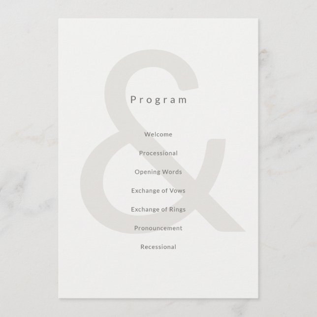 Typographie éditoriale Programme de mariage (Devant)