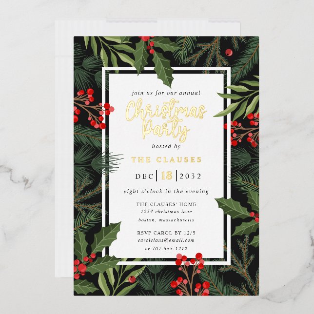 Typographie élégante Fête de Noël Foil Invitation (Enveloppe)