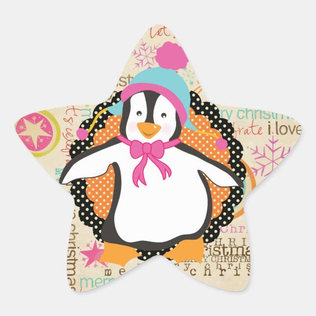 Typographie et Penguins Sticker Star Whimsy (Devant)