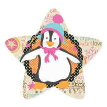 Typographie et Penguins Sticker Star Whimsy
