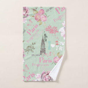 Typographie florale rose verte vintage de collage