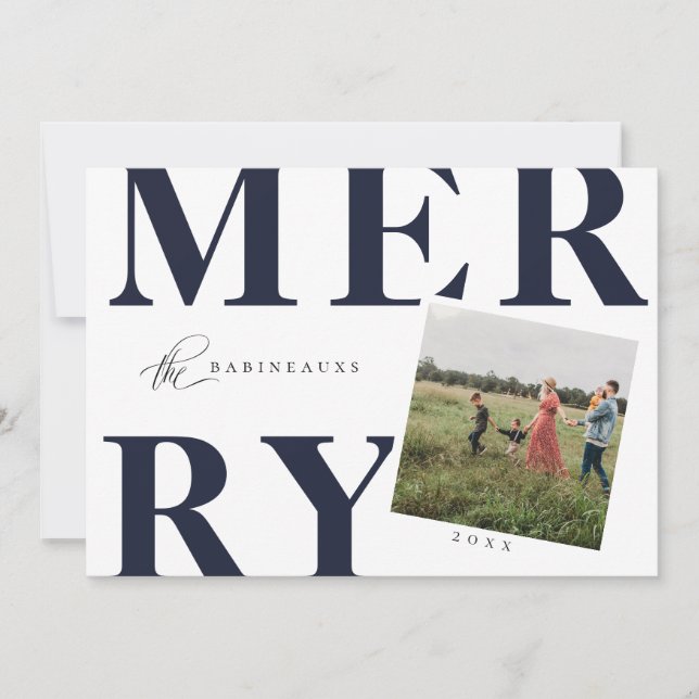 Typographie gras MERRY Carte de vacances Photo Ble (Devant)