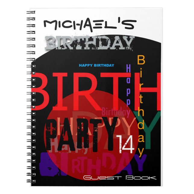 Typographie Happy 14th Birthday Party livre d'invi (Devant)
