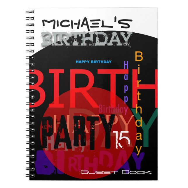Typographie Happy 15th Birthday Party livre d'invi (Devant)