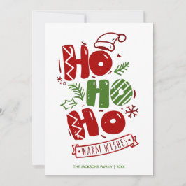 Typographie Ho Ho Ho Rouge Vert Carte de Noël de v