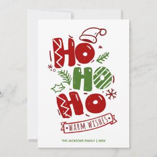 Typographie Ho Ho Ho Rouge Vert Carte de Noël de v