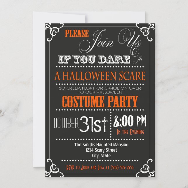 Typographie Invitation de la fête d'Halloween (Devant)