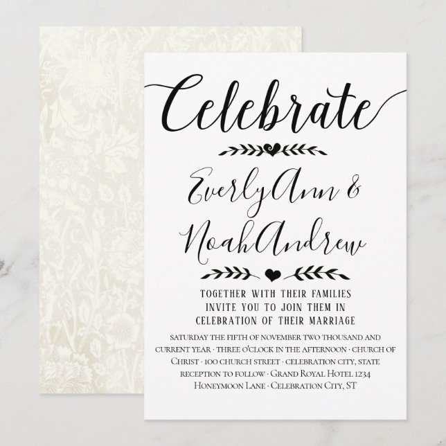 Typographie Kraft Papier de mariage Invitations (Devant / Derrière)