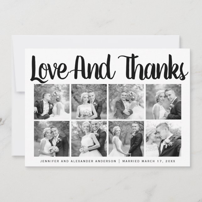 Typographie mariage Merci huit photo collage (Devant)