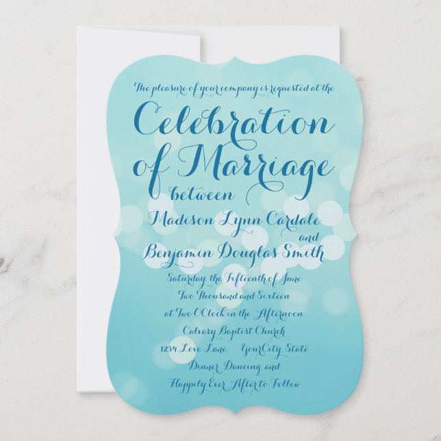 Typographie moderne Aqua Blue Wedding Invitations (Devant)