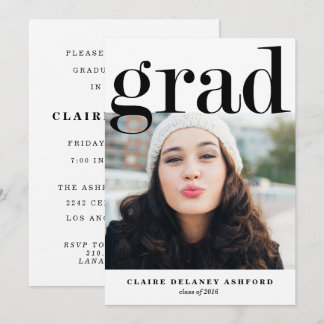 Typographie moderne de Grad Invitation photo