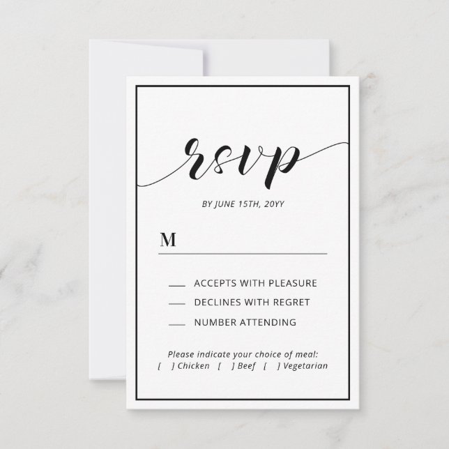 Typographie moderne et mariage cardiaque RSVP Insé (Devant)