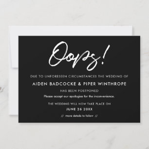 Typographie moderne faire-part mariage reporté