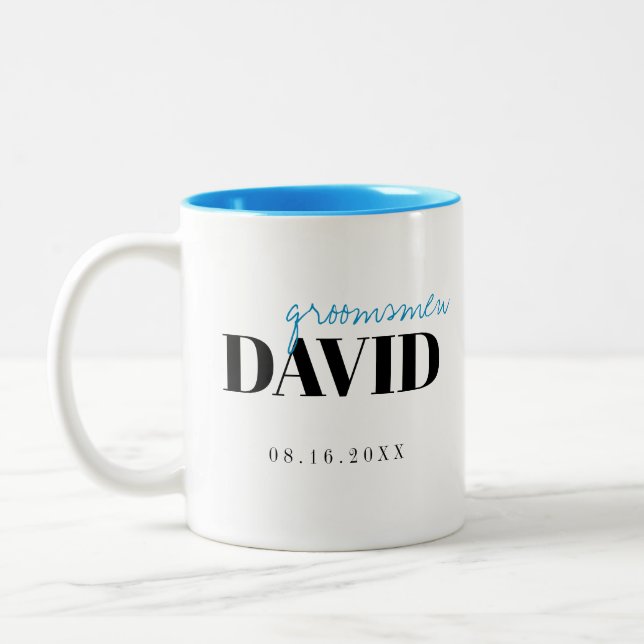 Typographie moderne Groomsmen Mug personnalisé (Gauche)