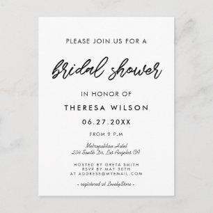 Typographie moderne Invitation à la douche nuptial