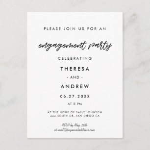 Typographie moderne Invitation de la partie d'enga