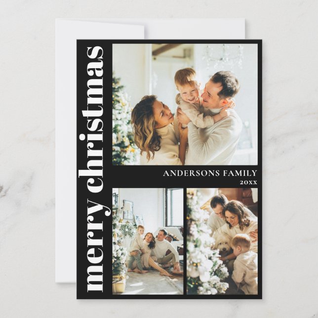 Typographie moderne Joyeux Noël Carte de vacances (Devant)