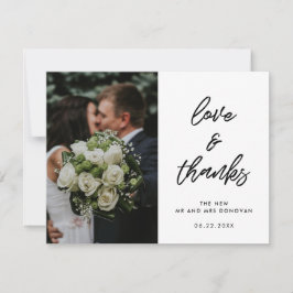 Typographie moderne mariage photo amour et merci