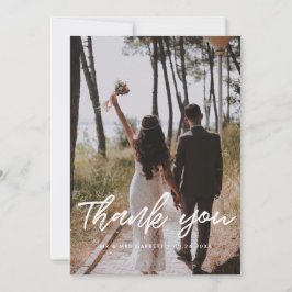 Typographie moderne mariage photo carte de remerci