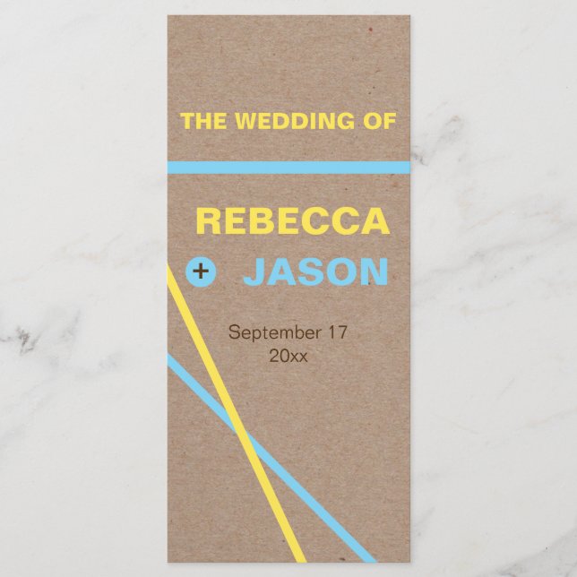 Typographie moderne & programme de mariage rayé (Devant)