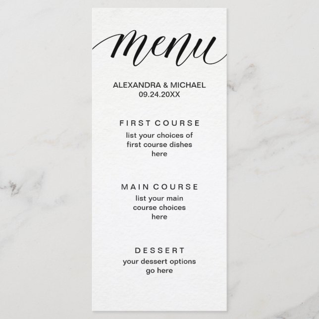 Typographie moderne simple sur le menu papier aqua (Devant)
