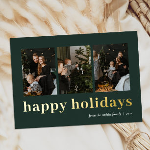 Typographie moderne verte or Joyeux vacances photo