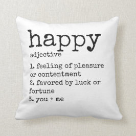Typographie noir et blanc Coussin heureux