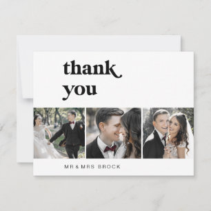 Typographie noire moderne 3 Carte de remerciements