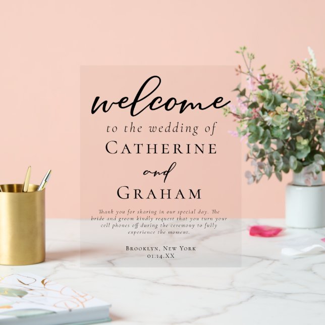 Typographie noire simple Bienvenue à notre Mariage (Mariage)