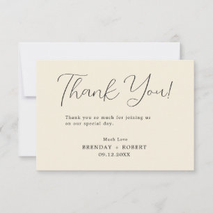 Typographie Noire Sur Carte de remerciements Beige