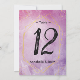 Typographie or rose aquarelle numéro de table