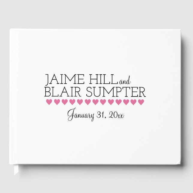 Typographie Pink Heart Livre d'invité Genre Neutre (Recto)