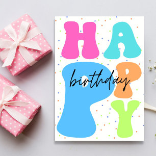 Typographie rétro colorée Bonne carte d'anniversai