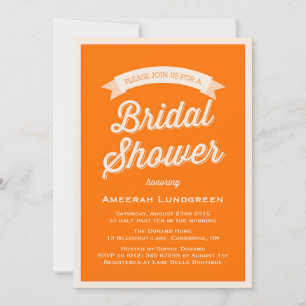 TYPOGRAPHIE RÉTRO ORANGE INVITATION DE DOUCHE BR