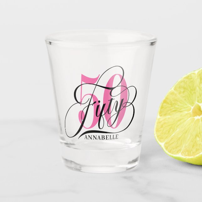 Typographie rose 50e anniversaire verre abattu (Devant)