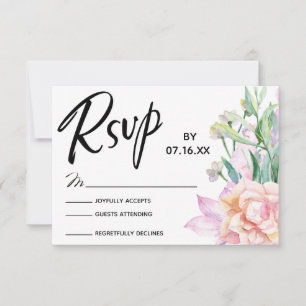 Typographie RSVP avec fleurs aquarelles artistique