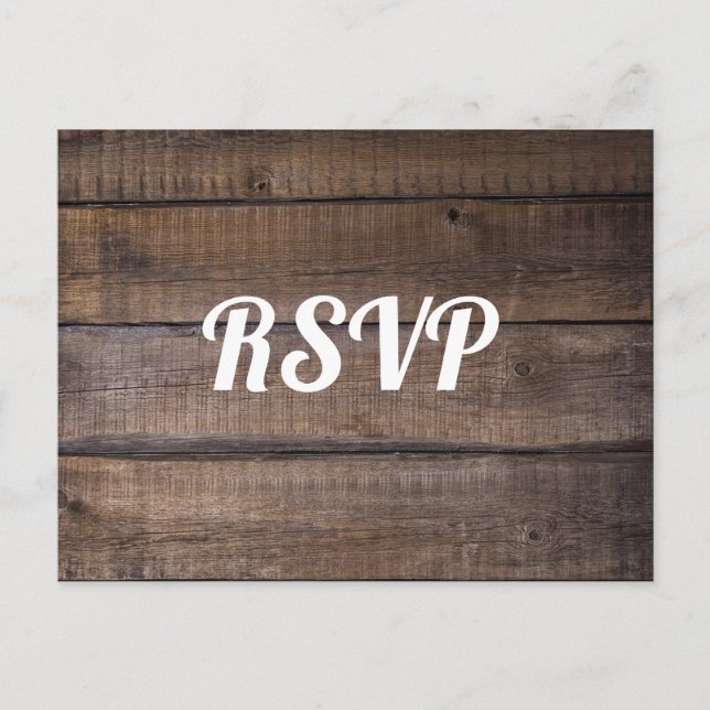 Typographie Rustique Bois Carte postale RSVP (Devant)